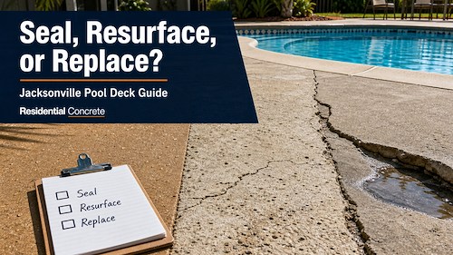 Pool deck sealing resurfacing replacement residential concrete cover