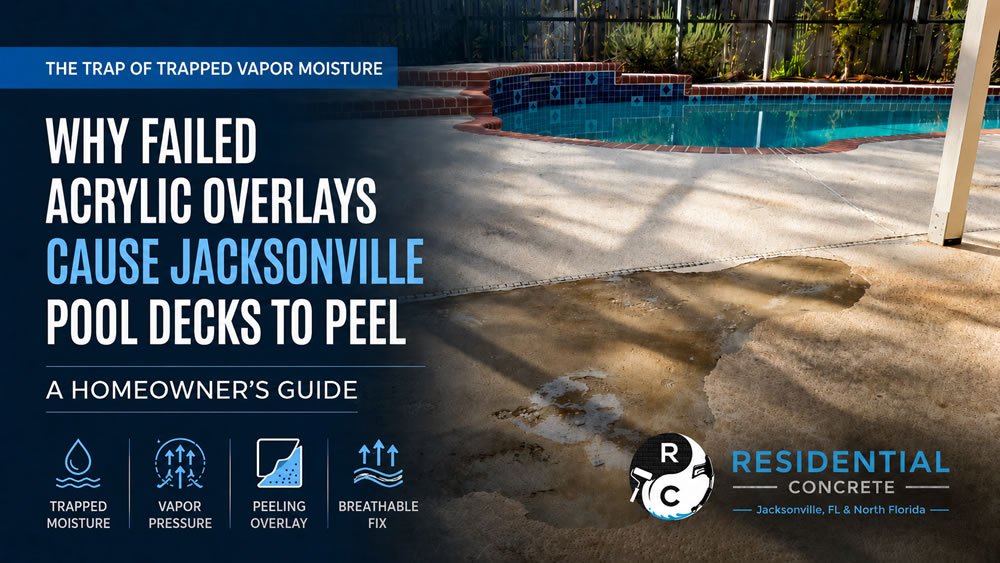 Why failed acrylic overlays cause jacksonville pool decks to peel